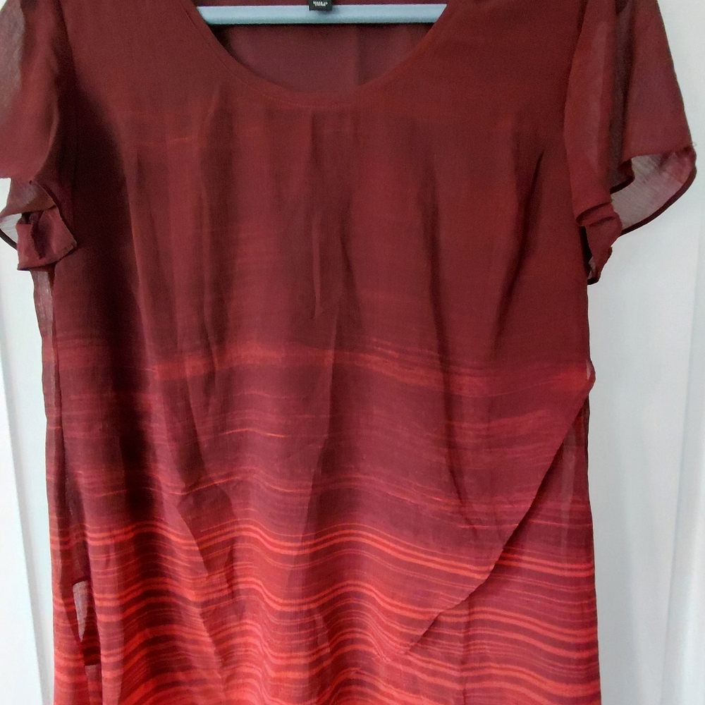 Elegant Red Sheer Blouse